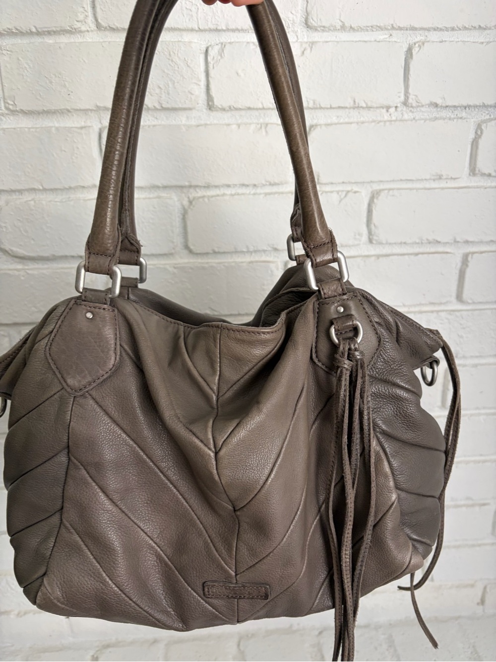 Liebeskind Gray Shoulder Bag with Fringe Tassel